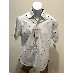 Van Heusen Mens Slim Fit Short Sleeve Shirt Size Medium 15 - 15.5 Toucan Print